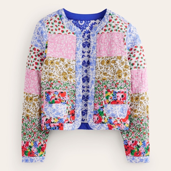 Boden Quilted Reversible Jacket, Multi Floral - Picture 1 of 5